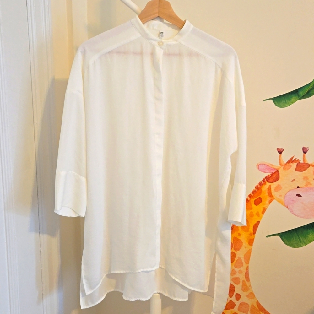 Muji Button Down White Blouse, One Size